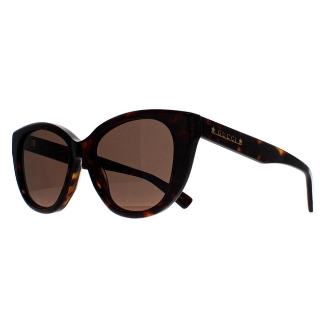 Gucci Cat Eye Womens Havana Brown GG1588S  Sunglasses are a stylish cat eye frame and the unmistakable Gucci logo on the temples. Crafted for both durability and fashion, these sunglasses provide exceptional clarity and UV protection while effortlessly merging timeless elegance with modern allure. Versatile and luxurious, they're the perfect accessory for any occasion, promising to make a bold statement and redefine your style with Italian finesse and contemporary flair.