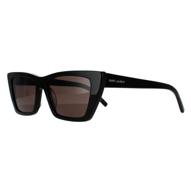 Saint Laurent Cat Eye Womens Black Grey Sunglasses Saint Laurent are a chic squared cat eye design made from lightweight acetate finished with the Saint Laurent engraved logo on the temples.