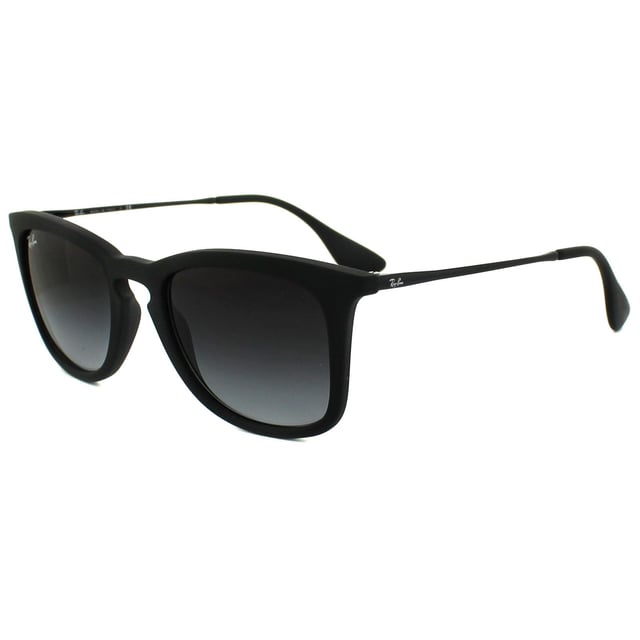 Ray-Ban Zonnebril 4221 622 / 8G Zwart rubberen grijsgradiënt zijn hedendaagse rechthoekige stijlkozijnen die een sleutelgatbrug bevatten en een retro-gevoel combineren met een rubberd materiaal voor een frisse uitstraling.