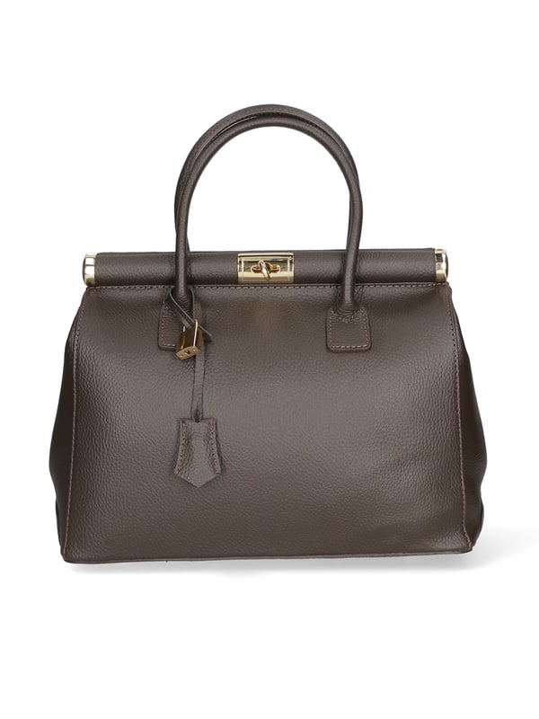 Damenhandtasche mit zwei Fächern und abnehmbarem Schultergurt. Italienisches handgefertigtes Produkt aus echtem Dollarleder. Hergestellt in Italien