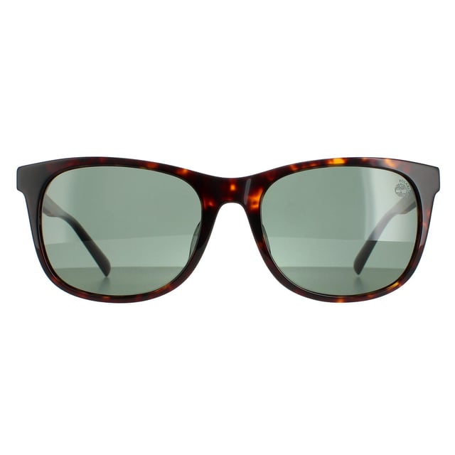 Las Timberland Rectangle Men's Dark Havana Green Polarisated TB9248D TB9248D son un diseño moderno y elegante con el logotipo de Timberland en las patillas y el logotipo del árbol en la lente izquierda.