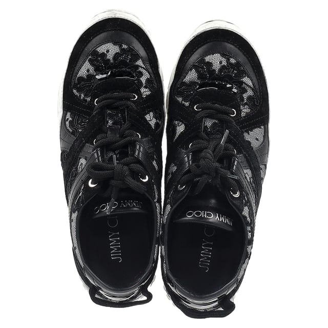 VINTAGE, RRP AS NEW
Step up your footwear game with the Jimmy Choo Seattle Floral Lace Mesh Trainers in Black Leather, a cutting-edge and fashion-forward addition to your shoe collection. These trendy trainers feature a unique mix of floral lace on mesh and black leather panels, making them a standout choice for the current season. The embossed CHOO logo on the sole adds a touch of luxury, while the elasticated upper ensures comfort without compromising on style. Whether you're going for an off-duty look or aiming to elevate your everyday style, the Seattle trainers are the perfect statement piece to complete your ensemble.



Jimmy Choo Seattle Floral Lace Mesh Trainers in Black Leather
Condition: Good
Signs of wear: Moderate signs of wear or markings, moderate scuffing insoles., Used but well maintained. Moderate creasing and marks at surface, wear at soles or replaced soles.
Packaging: None
Color: black
Material: leather and lace
Size: EU | 37 / US7
Measurements: Heel height: 35; Insole length: 280
SKU: NAPPUGBSH423250W