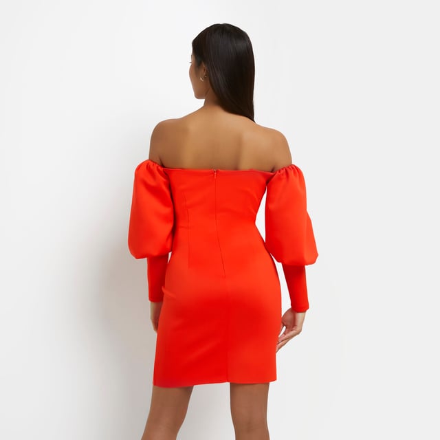 River island red bardot maxi dress outlet