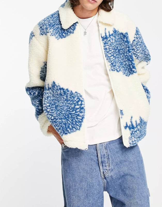 Obey Mens Bistro Sherpa Jacket in White