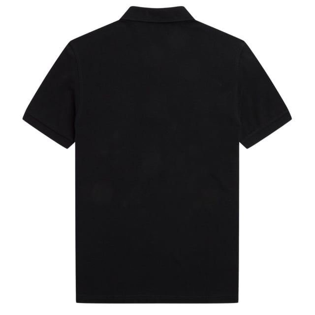 Fred Perry Black Polo Shirt, Plain Polo Shirt, Button Closure At The Neck. Logo On Chest, Short Sleeve, 100% Cotton