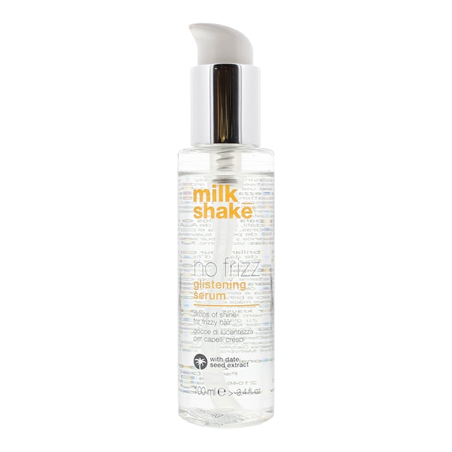 milk_shake No Frizz Glistening Serum 100ml is a lightweight and non-greasy serum designed to tame frizz and add shine onto all hair types. To apply, simple apply a small amount onto the palm of your hands and distribute evenly throughout the hair, style as desired. Leaves hair feeling smooth, shiny and frizz free.