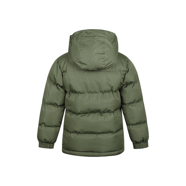 Fabric: Ripstop. Design: Logo. Fabric Technology: DWR Finish, High Warmth, Isotherm, PFC Free, Water Repellent, Water Resistant. Cuff: Adjustable Wrist Strap. Heavy Duty, Padded. Neckline: Hooded. Sleeve-Type: Long-Sleeved. Hood Features: Fleece Lined. Pockets: 2 Side Pockets. Fastening: Full Zip, Stormflap, Stud, Touch Fastening. 13 Years: 33 in. 7-8 Years: 26 in. 9-10 Years: 28.5 in. 5-6 Years: 24 in. 11-12 Years: 31 in.