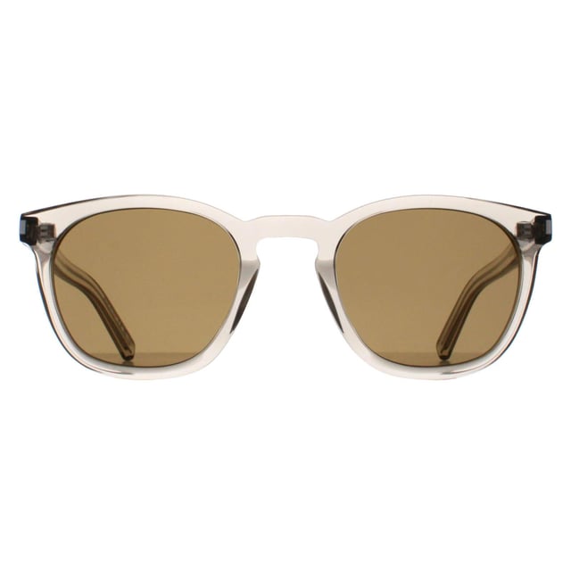 Saint Laurent Round Unisex Transparent Beige Brown SL28  Sunglasses have a reel retro feel but this look is bang up to date and very on trend. The keyhole bridge and front metal accents along with the rounded lens shape give a really must have look.
