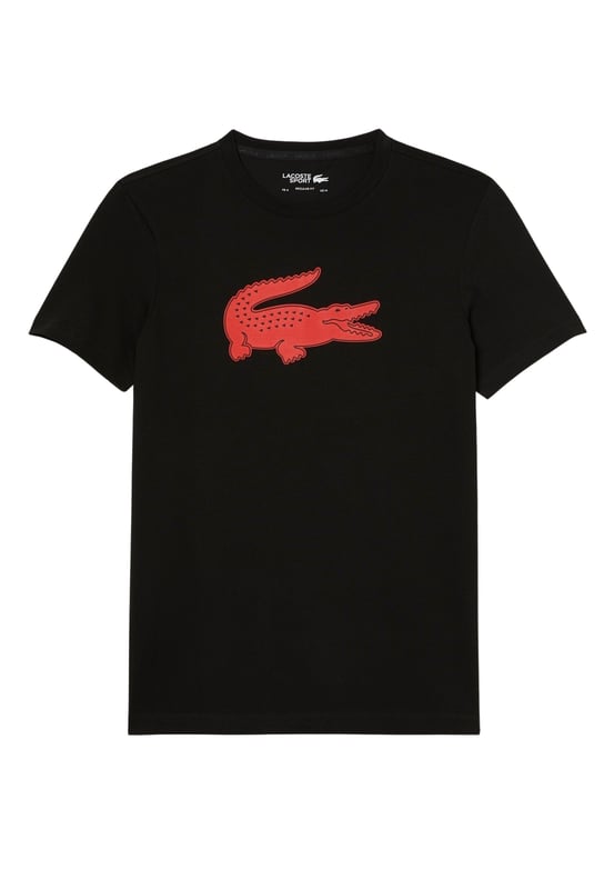 Lacoste SPORT 3D Print Crocodile Breathable men's T-shirt- Ribbed crew neck with tone-on-tone print on inner neck- Ultra-dry technical cotton blend jersey- 3D crocodile print on chest- - -