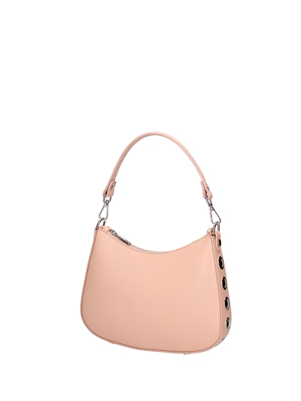 Bolso de hombro para mujeres. El cierre es con zip. Los bolsillos internos están abiertos. Los bolsillos externos están ausentes. La correa del hombro es ajustable y extraíble en cuero. El mango está en cuero. Los compartimentos internos son uno. El material externo es el verdadero cuero arrugado. Está alineado internamente en Eco -Leather. Medidas: 26x18x4 cm. Hecho en Italia