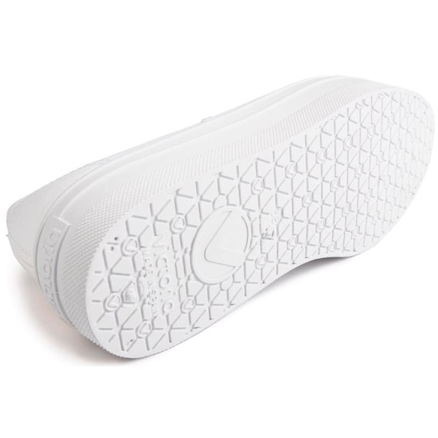 Bring Some Life And A Little Retro Vibe Into Your Trainer Collection, With The Women's Platform Plimsole From Victoria. Crafted From Strong Canvas, The Stylish All-in-white Trainers Are Finished With A Vulcanised Rubber Sole And Metal Eyelets.