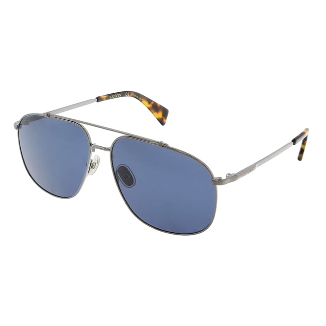 LNV110S sunglasses with metal frame.

 Shape and design:
 - These Lanvin glasses have an aviator silhouette.

 Frame Material:
 - The frame of these glasses is made of metal.
 - The use of metal provides durability and lightness to the frame.
 - This makes the glasses durable and comfortable to wear.

 Metal temples:
 - The temples are also made of metal, matching the frame material.
 - The metal on the temples adds strength and stability to the structure of the glasses.

 Brand details:
 - Lanvin brand engraving on the temples.
 - These design elements help to clearly identify the model as part of the Lanvin eyewear collection.

 Glasses:
 - The lenses are of high quality.
 - These lenses provide excellent UV protection and crisp, clear vision.
 Measures: Lens width: 60 mm. Bridge: 14 mm. Temples: 145 mm.
 Composition: Metal
 Care:
Use a soft, clean microfiber cloth to clean your sunglasses. This type of cloth will not scratch the lenses.
 Avoid using abrasive cleaning products, detergents, alcohol or acetone, as they can damage lenses and anti-reflective treatments.