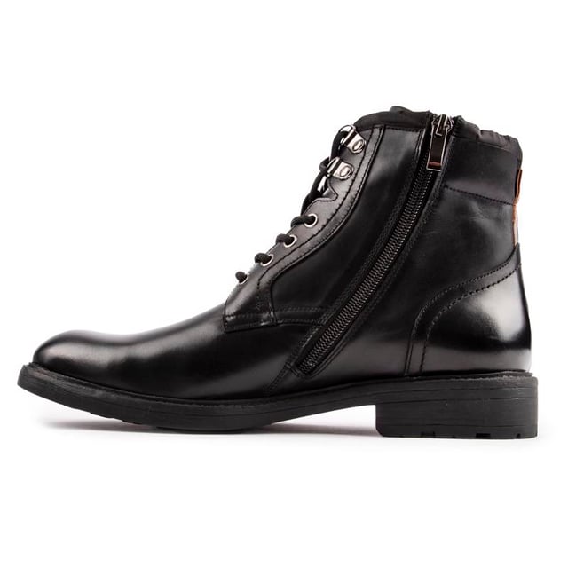 Practical And Stylish, The Black Sole Vorley Ankle Boots Are Ideal For The Urban Explorer. These Biker-military-hiker-tyle Boots Have A Premium Leather Upper With Stylish Buckle Straps, Silver Hardware And Logo Detail. These Exclusive Boots Have A Padded Ankle Collar And Synthetic Sole.