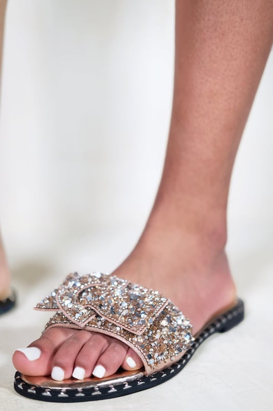 Wide fit discount diamante sliders