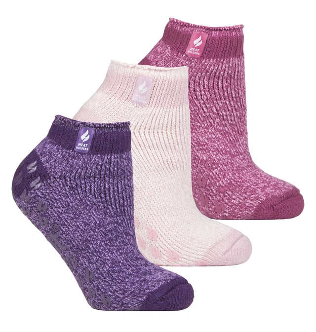 Heat Holders - 3 Pair Multipack Ladies Ankle Slipper Socks with Grippers -  Pisa 2