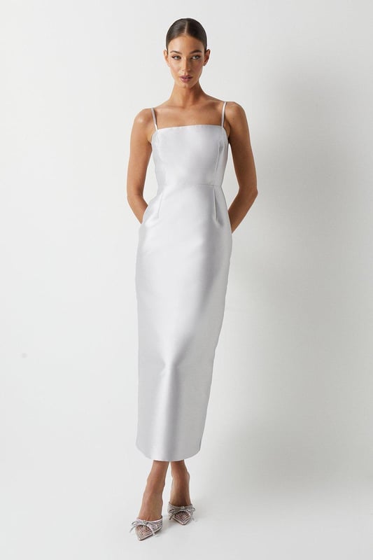 You name the occasion, we have the perfect dress. From maxi to mini and everything in between, find your dream dress to feel confident in. Choose classic shift dresses and flowing floor-length pieces for a timeless style, plus discover on-trend bardot and wrap dresses to wear on repeat. Style: Cami Twill Column Pencil Bridesmaids Dress.  Ideal for: Bridesmaids.  Model wears size UK 10 and is 5' 9" tall.