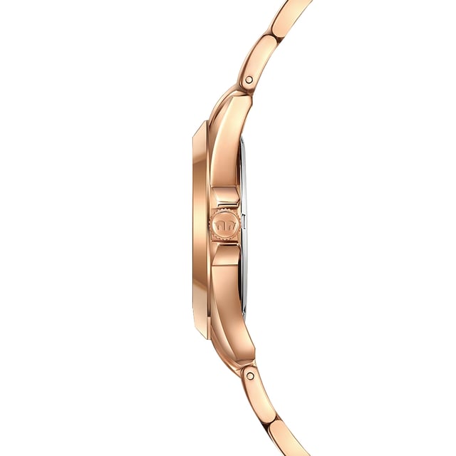 If you love women's watches with a timeless design in connection with your own character and excellent quality, this model of the Rhodenwald & Sons brand is the perfect choice. The watch manufacturer stands for stylish and sustainable masterpieces for all generations: the timepiece inspires watch lovers with a tidy dial, subtle line indices, Arabic numbers, minute and luminiscant staff. The robust stainless steel housing and a suitable limb strap - both made of rose gold -shaped stainless steel - form a feminine contrast to the dark dial. A precise quartz clock, a screwed housing floor and waterproof up to 10 ATM complete the exclusive equipment concept.