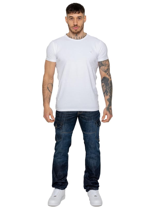Experience timeless appeal with Enzo Mens Straight Leg Designer Jeans. Made from durable cotton blend denim, offering style and functionality with multiple pockets for all your essentials. Flattering fit for all body shapes with button fly, branded stitching, and PU waist tag for added sophistication. Versatile for any occasion with branded buttons, rivets, and embroidered Enzo logo on back pocket. Must-have for your wardrobe! 30L is Short Leg, 32L is Regular Leg, 34L is Long Leg
