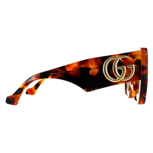 Gucci Square Womens Havana Brown GG0956S  Sunglasses have a super chunky acetate frame with wide temples and an extra large interlocking metal GG logo.