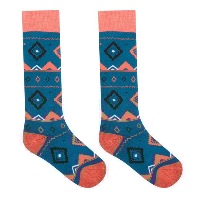 75% Cotton, 23% Polyester, 2% Elastane. Fabric: Soft Touch, Stretch, Thick Knit. Design: Fair Isle, Geometric Shape, Printed, Triangle. Fabric Technology: Anti-Bacterial, Durable, High Warmth, Odour Control. Seamless Toe.