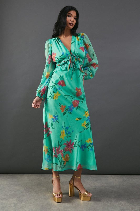 Floral ruffle tea dress shop