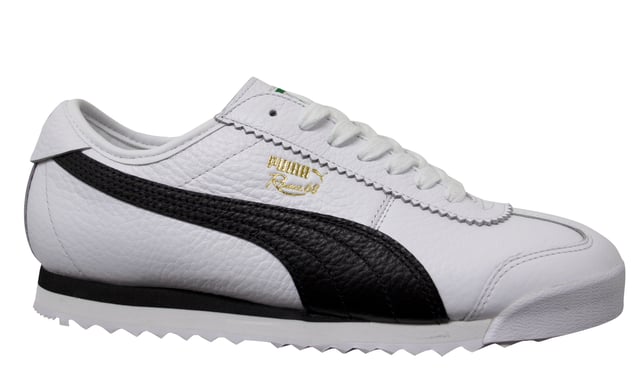 Puma Roma 68 Vintage White Black Leather Low Lace Up Mens Trainers 370051 02