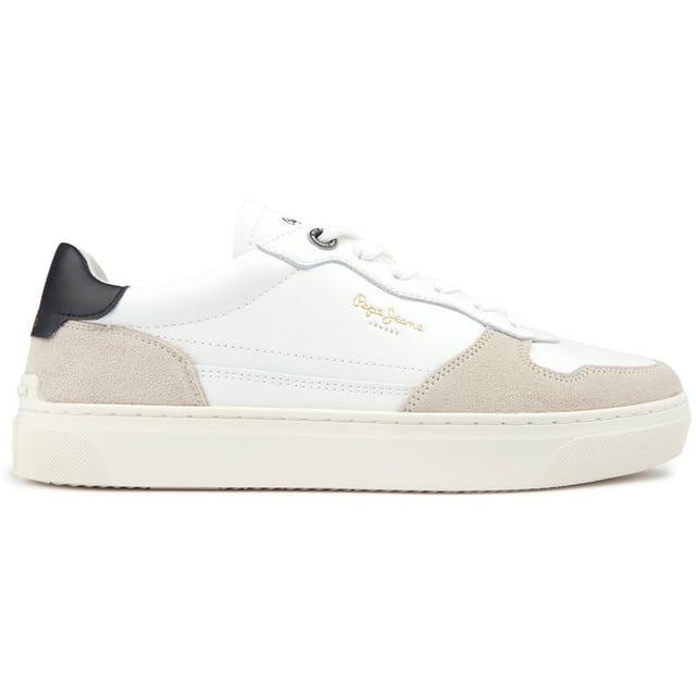 These Court-inspired Streetwear Trainers Camden By Pepe Jeans London Feature Recycled Leather Uppers And Other Premium Materials, A Lace-up Fastening, A Heat-sealed Pepe Jeans Logo On The Sides, Branding On The Contrast Heel, And A Cupsole. Wear This Classic Sneaker On A Laid-back Day Out Or An Evening Around Town.