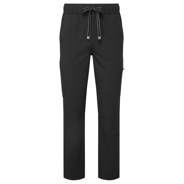 42% Polyester, 33% Recycled Polyester, 19% Viscose, 6% Elastane. Design: Contrast Detail. 210gsm. Fastening: Button, Zip Fly. Fabric Technology: Breathable, Crease Resistant, Durable, Flexible, Four Way Stretch, Moisture Wicking. Easy-Care. Pockets: 2 Side Pockets, 2 Thigh Pockets, Zip, Patch, 2 Patch Pockets. Waistline: Drawcord, Elasticated. Sustainability: Amfori, BSCI, Made from Recycled Materials, RCS Certified. Hem: Side Vents.