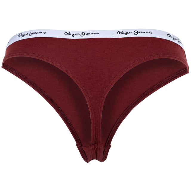 Klassische Strings für Damen von der Marke Pepe Jeans. Im praktischen 3er Vorteilspack. Mit Allover-Logo.