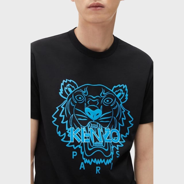 Kenzo Tiger Print T Shirt Black Blue