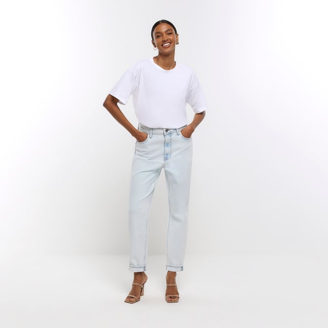 River Island Womens Mom Jeans Blue High Waist Pants