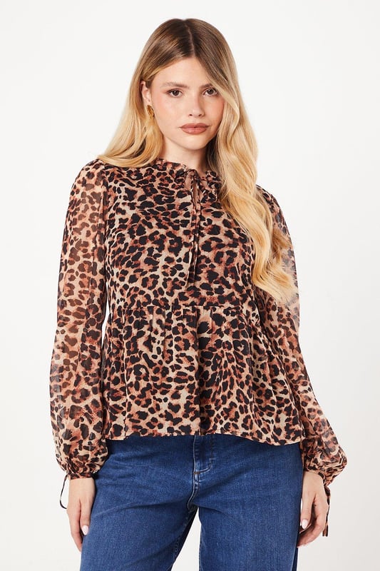 Leopard print chiffon blouse best sale