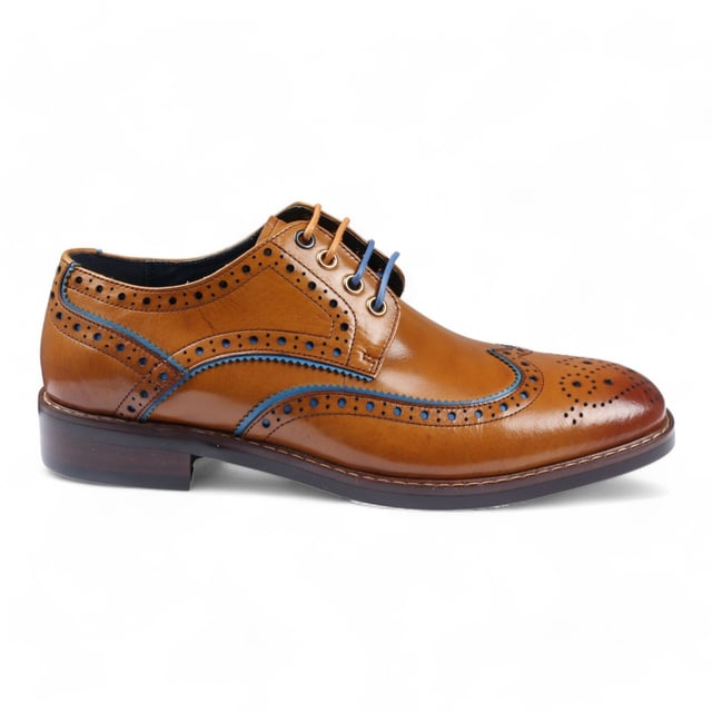 Elevate your formal style with the Justin Reess Simon Men's Brown Brogue Leather Shoes. These classic brogues feature decorative perforations and intricate detailing along the upper, adding a refined touch to any outfit. Made from premium leather, they offer durability and comfort for all-day wear. The lace-up closure ensures a secure, customizable fit, perfect for business meetings, weddings, and other formal occasions. These versatile shoes are a must-have addition to your wardrobe, seamlessly complementing any formal ensemble.

Classic Brogue Design with decorative perforations
High-Quality Leather Construction for durability and style
Lace-Up Closure for a secure, adjustable fit
Versatile Formal Wear suitable for various occasions