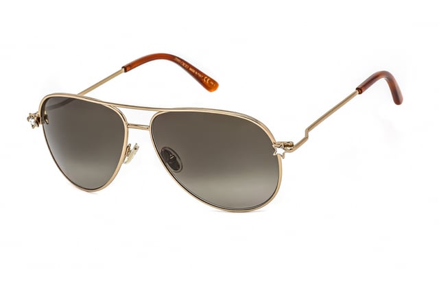 Jimmy Choo Sansa 0J5G HA Gold Sunglasses. Jimmy Choo Gold Sunglass, Made In Italy, Lens Width = 58mm, Nose Bridge Width = 13mm, Arm Length = 145mm. Branded Sunglasses Case and Cleaning Cloth Included. 100% Protection Against UVA & UVB Sunlight and Conform to British Standard EN 1836:2005. Jimmy Choo Sansa 0J5G HA Sunglasses