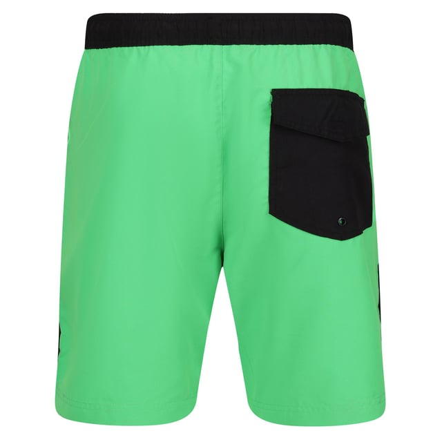 100% Polyester. Lining: Mesh. Fabric: Microfibre. Design: Colour Block, Logo, Printed, Text. Pockets: 1 Back Pocket, Flap Closure, 1 Security Pocket, Inner. Fastening: Pull-On. Branded Tab. Fabric Technology: Quick Dry, UV Protection. Waistline: Drawcord, Elasticated. Sustainability: Made from Recycled Materials. Sun Rating: UPF 40+.