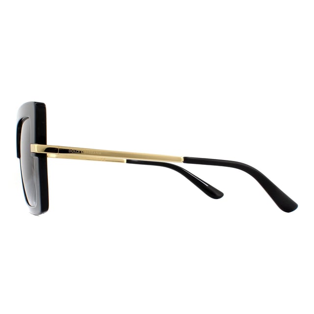 Dolce & Gabbana Sunglasses DG4373 32468G Top Black on Transparent Grey Gradient are a striking square style frame with the iconic Print Family Theme. DG4373 have a half print design with each half separated by metal detailing that follows around to the temples with Dolce & Gabbana engravings.