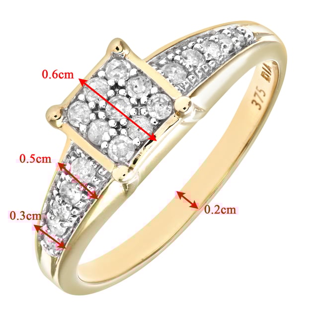 9K (375) Yellow Gold: 1.8gr; # Diamond: 0.25ct