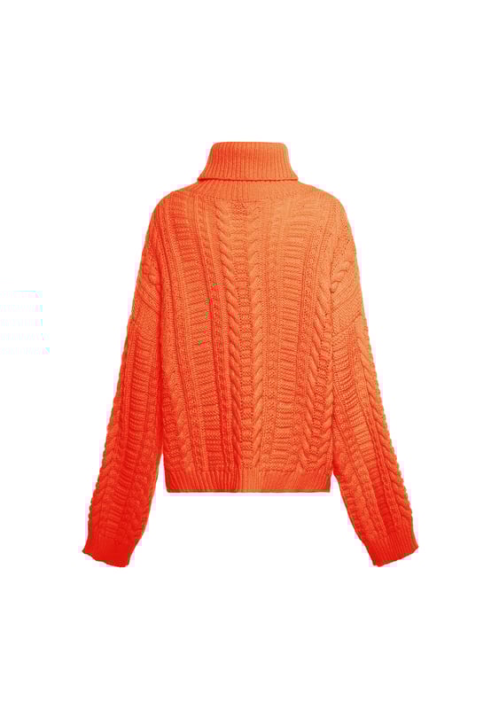 Deze gebreide trui heeft een klassiek coltrui-ontwerp en ingewikkelde kabelbreisels voor extra textuur en visuele aantrekkingskracht. De geribde zoom, manchetten en kraag zorgen voor een comfortabele pasvorm, terwijl het relaxte silhouet voor comfort zorgt. Dankzij het hoogwaardige vakmanschap en de warme stof is dit kledingstuk perfect om gezellig en stijlvol te blijven.  Pullover trui