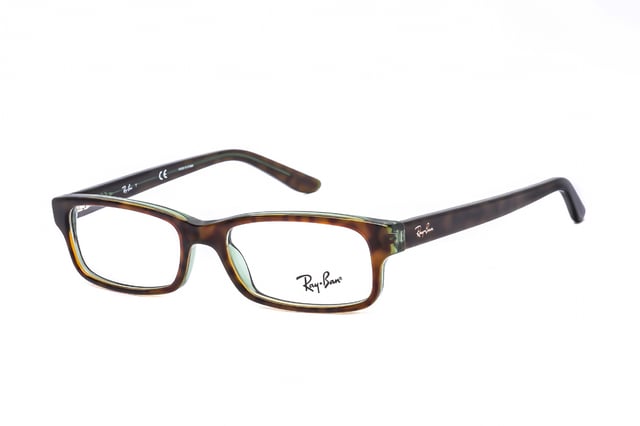 Ray Ban Rectangular Acetate Men Eyeglasses Green Havana Clear Lens
