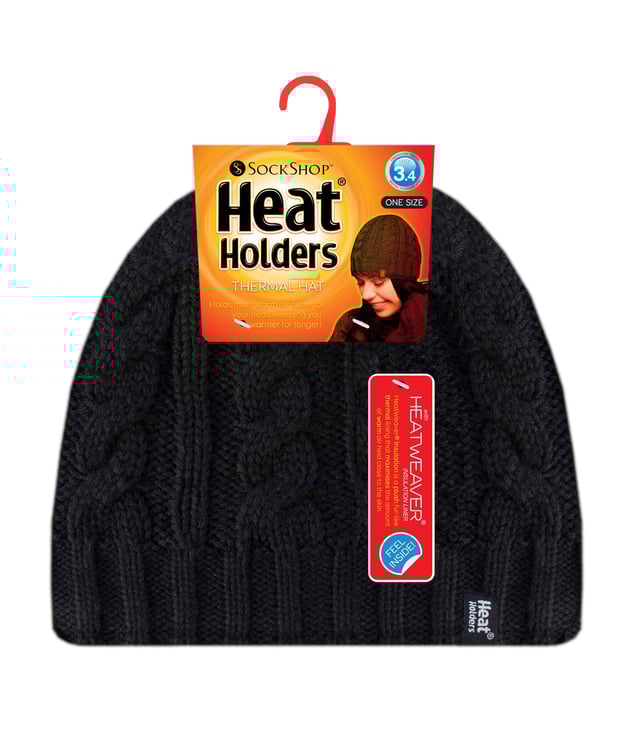 The beautiful cable knit hat, these ladies Heat Holders 3.4 Tog hat have a fabulous fur-like plush insulating lining, called Heatweaver, that is even more effective at holding warm air in. This silky, soft lining doesn't just feel luxurious, it also assures you of warm ears in the harsh winter. This all is made with the Heat Holders Yarn which is expertly made in order to keep you nice and warm, with its superior moisture wicking abilities and keep all the cold out.All these features guarantee that you are toasty warm throughout the cold weather.