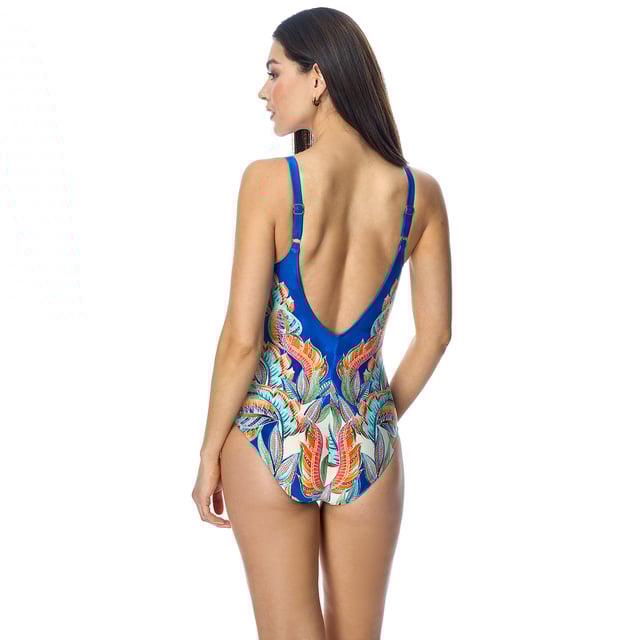 V-neck swimsuit W241476 women.

 V-neck swimsuit with cup. Fully lined.
 It features adjustable straps that allow you to customize the fit and coverage.

 Cutting-edge fabric with high shaping power, high resistance to chlorine, tanning creams and oils and excellent moisture absorption properties.
 Composition: Outer lining: 80% Polyamide, 20% Elastane.
 Inner lining: 65% Polyester, 20% Elastane, 15% Polyamide.
 Cup: 100% Polyester.
 Care:
Handwash.
 Do not use bleach.
 Do not use dryer.
 Do not iron.
 Do not dry clean.
 Do not squeeze.