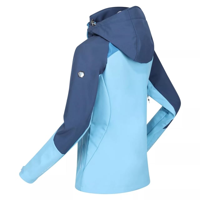 Fabric: Softshell, Stretch, Woven. Design: Contrast, Logo. Fabric Technology: Breathable, DWR Finish, Lightweight, Waterproof, Windproof, XPT. High Warmth, Inner Zip Guard, Reflective Detail, Underarm Vents. Cuff: Adjustable. Neckline: Hooded, Standing Collar. Sleeve-Type: Long-Sleeved. Hood Features: Detachable Hood, Toggle Adjuster. Pockets: 2 Lower Pockets, Zip. Fastening: Full Zip. 10000g/m²/24hrs. Material 90% Polyester/10% Elastane