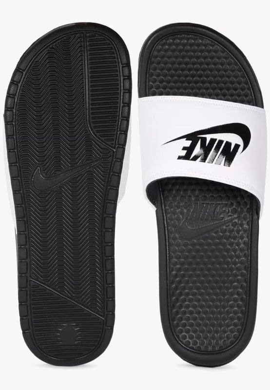 Nike white and black slides shop
