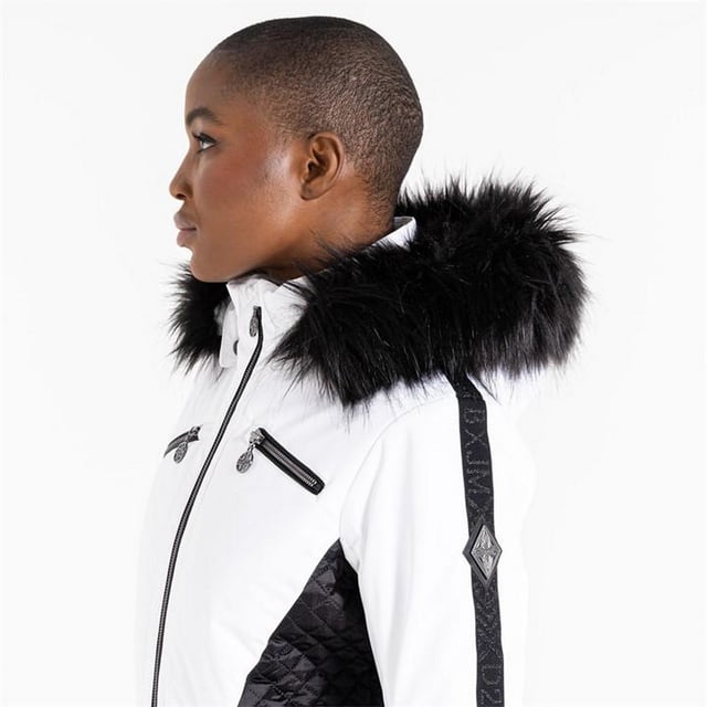 Black ski jacket womens fur hood Clearance
