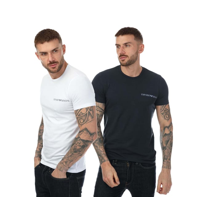 Men's Emporio Armani 2 Pack Underwear Logo T- Shirt in Multicolour.- Crew neckline.- Short sleeves.- Emporio Armani branding.- Straight hem.- 95% Cotton  5% Elastane.- Ref: 1118494R717.