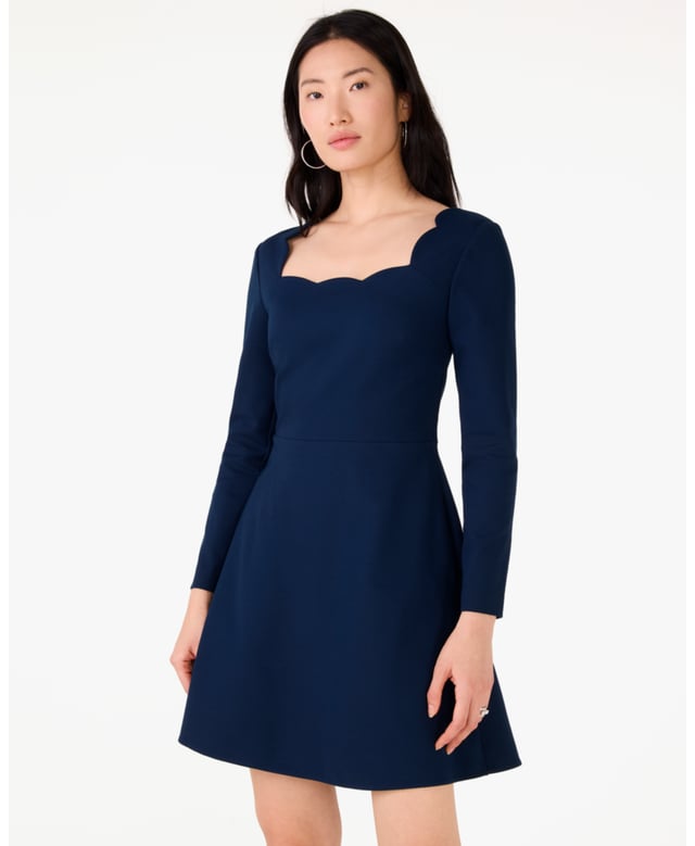 Scalloped Ponte Dress