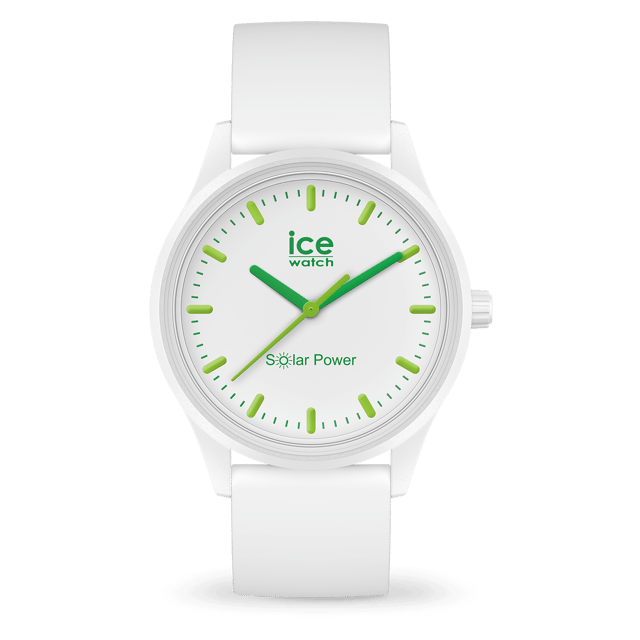 This Ice Watch Solar Power Analogue Watch for Unisex is the perfect timepiece to wear or to gift. It's White 40 mm Round case combined with the comfortable White Silicone will ensure you enjoy this stunning timepiece without any compromise. Operated by a high quality Solar Powered movement and water resistant to 5 bars, your watch will keep ticking. This solar powered watch recharges itself in any kind of light. This solar watch does not require any battery replacement. Perfect for every occasion. The watch has a Calendar: Solar Powered. High quality 20 cm length and 20 mm width White Silicone strap with a Buckle. Case diameter: 40 mm, case thickness: 12 mm, case colour: White and dial colour: White.