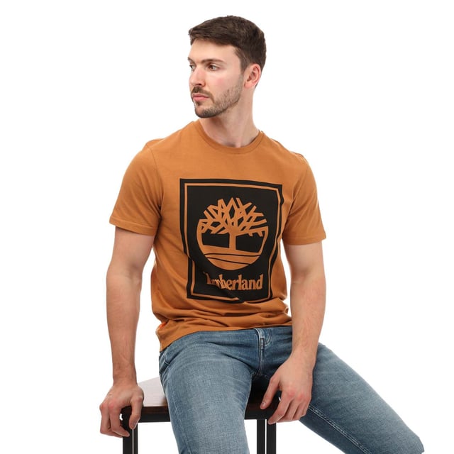 Men s Timberland Front Logo T Shirt in Wheat