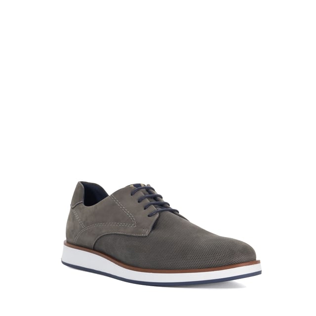 Dune Mens Beko - Perforated Gibson Shoes A premium Gibson crafted from perforated embossed nubuck or leather Beko has been designed with contrasting waxed laces, a rubber sole and topline piping. With a branded inner sole this versatile smart/casual option will be your go-to style.