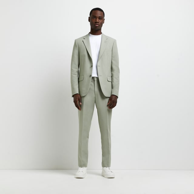 River Island Mens Suit Trousers Pistachio Green